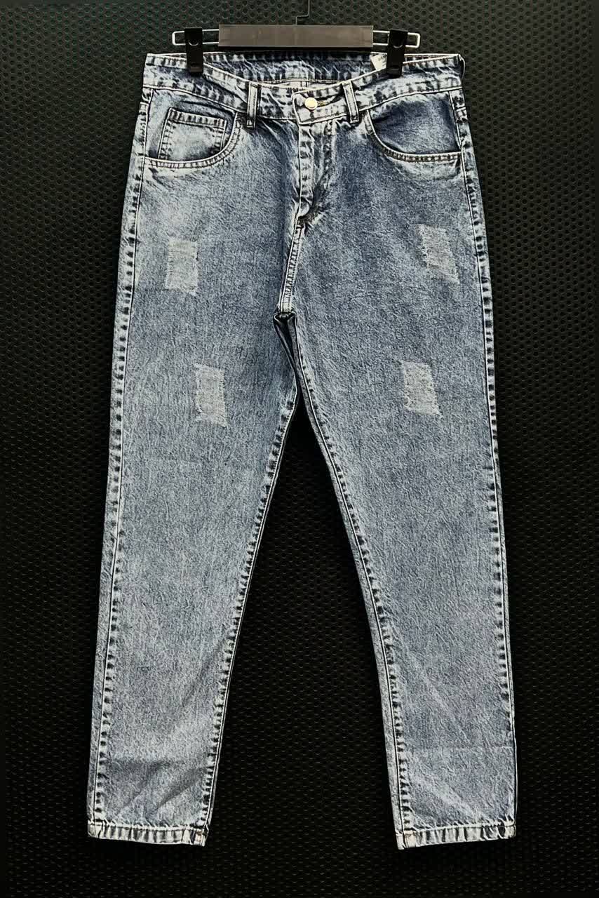 شلوار مام فیت جین پارچه کج راه